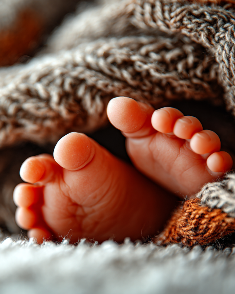 Sanfte Berührung von Baby Füßen